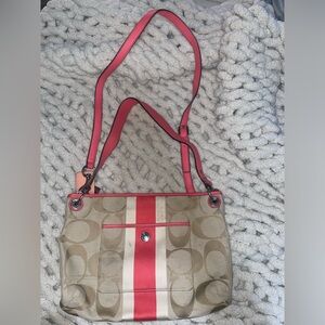 Coach handbag coral and cream